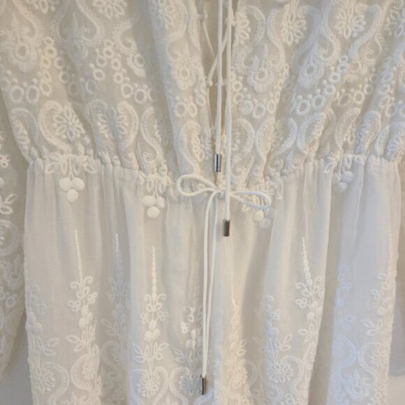 As seen on Beyonce! Zimmermann Lucia Silk Embroidered Romper Ivory S0 b53E - Picture 6 of 13